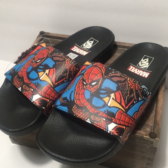 VANS x Marvel Spiderman Black Slides Mens Size 9 - Picture 4 of 5